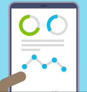 Illustration of tablet with charts
